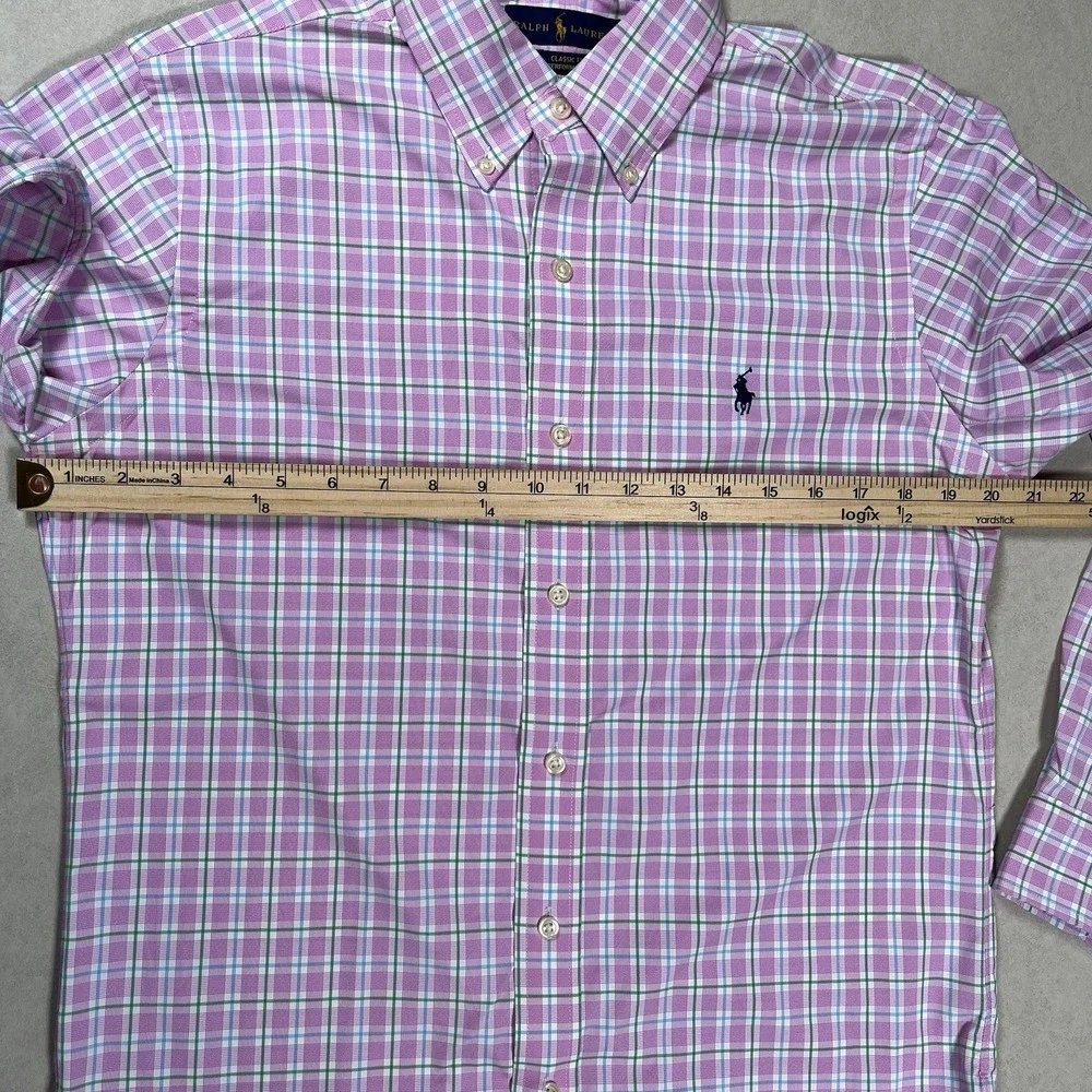 Polo Ralph Lauren Mens Pink Plaid Classic Fit Performance Shirt Sz Small Preppy‎